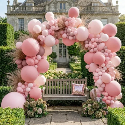Vista 12 de Arco de globos de látex negro y verde, guirnalda de globos de látex de doble relleno, color verde oscuro, marrón, plateado, para camuflaje