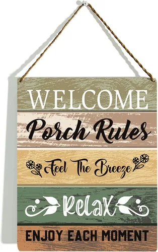 Vista 8 de Letrero de madera con reglas de porche, decoración de porche delantero, para relajarse en la siesta, regalo de inauguración de la casa, decoración