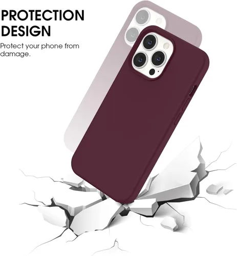 Vista 5 de Funda compatible con iPhone 13 Pro 2021, silicona líquida de gel suave de goma de 3 capas de cobertura completa