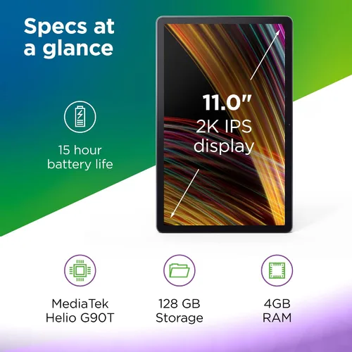 Vista 6 de Lenovo Tab P11 Plus (1ª generación) - 2021 - Tablet - Batería de larga duración - LCD de 11 pulgadas - Procesador MediaTek Octa-Core - Memoria de 6