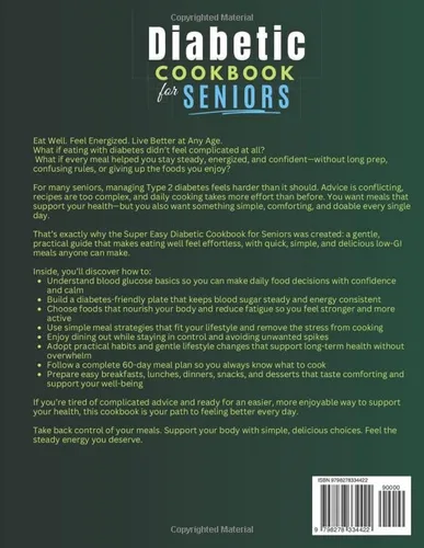Vista 2 de Super Easy Diabetic Cookbook for Seniors Balance Blood Sugar, Support Longevity & Boost Daily Energy with Quick, Simple and Delicious Low-GI Meals