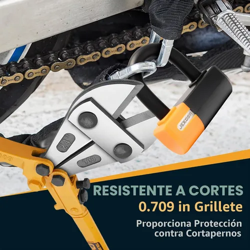 Vista 5 de Jekosa® PBL110 Candado de Bicicleta de Alta Resistencia con 5 Llaves - Grillete de Acero Resistente a Cortes de 18 mm - Carcasa de ABS Resistente a
