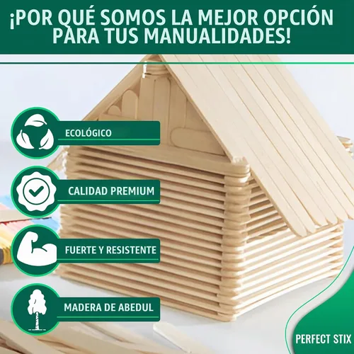 Vista 3 de Perfect Stix - PS-114st-1,000 Palitos de Artesanía de 4.5"/Palitos de Helado/Madera Natural - Caja de 1,000 ct