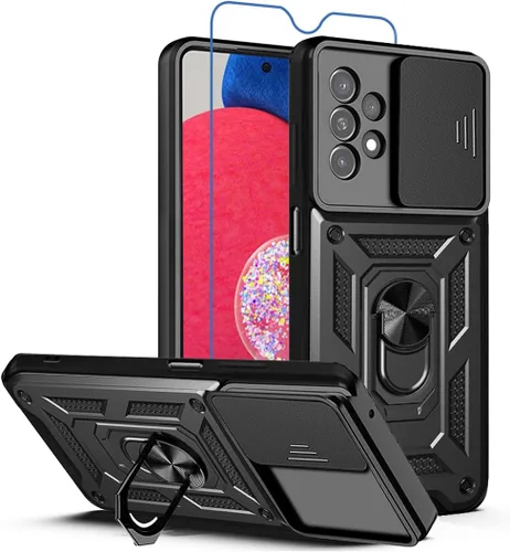 Vista 31 de Funda para teléfono Galaxy A06 4G: con protector de pantalla de 2 piezas, cubierta deslizante para cámara y soporte multiángulo para Samsung Galaxy