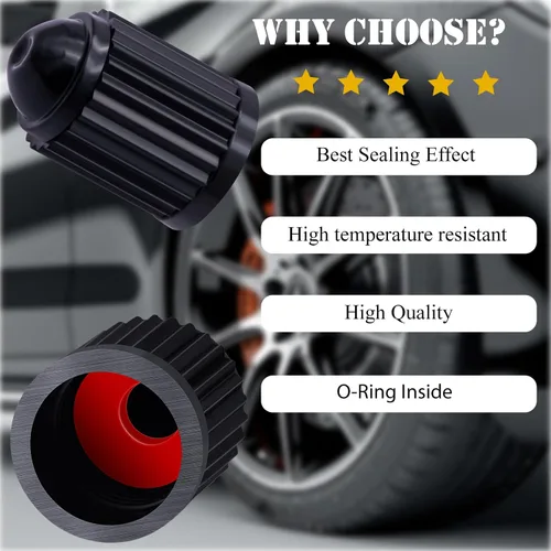 Vista 49 de 10 piezas de tapas de válvula de neumático TPMS con vástago largo, tapas de válvula de rueda de plástico negro para TPMS TR20008, tapas de vástago