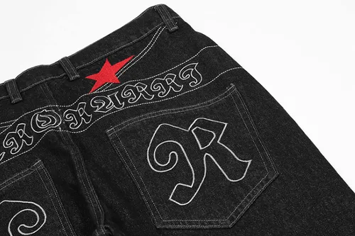 Vista 5 de Pantalones de mezclilla holgados para hombre con estampado de cachorro, clásicos, sueltos, rectos y vintage, casual, ropa de calle, patineta, baile