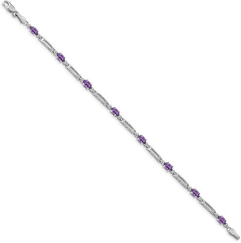 Vista 2 de FB Jewels - Pulsera de oro blanco de 14 quilates con diamantes y amatista
