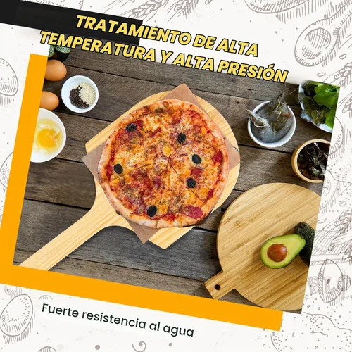 Vista 6 de Bokon Paquete de 2 cáscaras de madera para pizza de 12 x 14 x 22 pulgadas