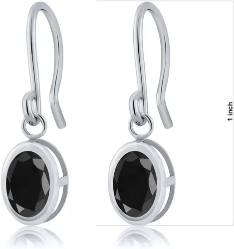 Vista 142 de Gem Stone King Aretes colgantes de plata de ley 925 de 0.276 x 0.197 in con piedra natal ovalada de alambre francés para mujer