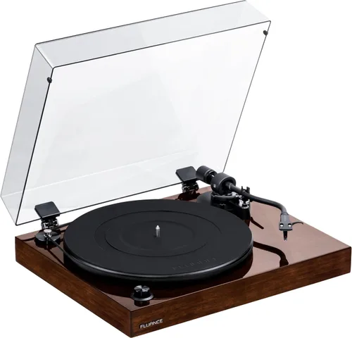 Vista 11 de Fluance RT82 - Tocadiscos de vinilo de alta fidelidad de referencia con cartucho Ortofon OM10, motor de control de velocidad, zócalo de madera MDF