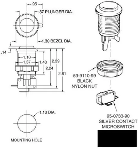 Vista 5 de 7X Arcade Botones 1.181 in Tipo Happ Interruptor de botones estándar con botones de 7.9 in Cable para Arcade Joystick Arcade1up consola