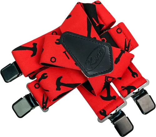 Vista 4 de KUNN Mens Suspenders X-Back 2 Inch Wide Elastic Suspender Heavy Duty Clips Work Suspenders