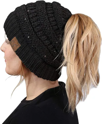 Vista 55 de Funky Junque - Gorro para mujer con ranura para cola de caballo
