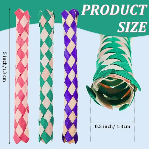 Vista 2 de Syhood 12 trampas chinas para dedos de bambú para niños y adultos, juguete para masticar pájaros, picador de forrajería, juguetes divertidos