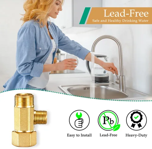 Vista 7 de Divisor de adaptador de línea de agua de latón para refrigerador, válvula en T de línea de suministro de nevera para fabricador de hielo