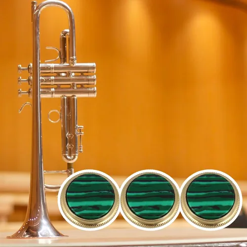 Vista 6 de Botón de dedo de trompeta verde dorado Instrumentos musicales diámetro 0.630 in piezas de repuesto paquete de 3