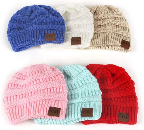 Vista 9 de Gorros de punto cálidos de invierno para niños y niñas, gorros suaves para bebés y niñas