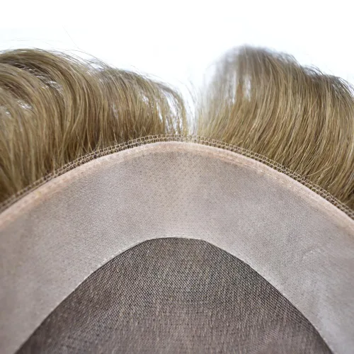 Vista 6 de Mens Toupee Hair Piece Real Human Hair Fine Mono Toupee para hombres Sistema de reemplazo de cabello para hombre Postizo Protesis Capilar Para