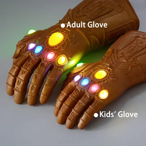 Vista 5 de Guante de mano de látex con luz LED regalo para Halloween y cosplay dorado