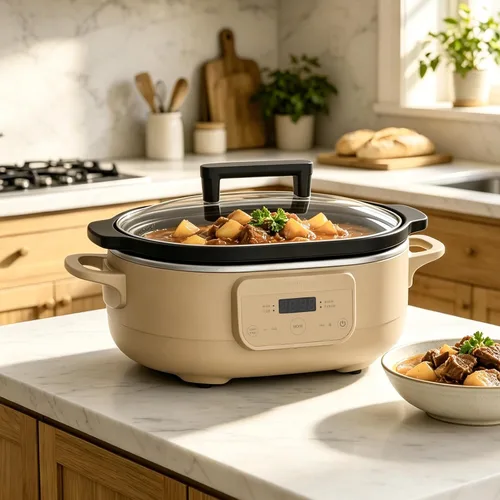 Vista 2 de Olla de Cocción Lenta Programable de 6 Cuartos con Recipiente Antiadherente Saludable Extraíble - Pequeño Electrodoméstico de Cocina para Cenas