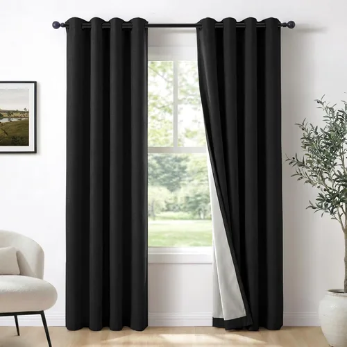 Vista 14 de Cortinas opacas de lino para dormitorio de 45 pulgadas de largo, cortinas beige con ojales para sala de estar, cortinas de oscurecimiento