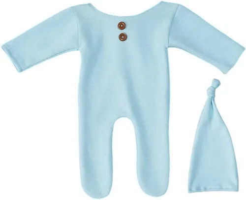 Vista 4 de Traje de fotografía para recién nacido, traje de bebé niño y niña, sesión de fotos de ganchillo, ropa de ganchillo, sombrero, pantalones, accesorio