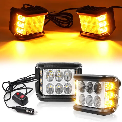 Vista 7 de Luces LED de 4 pulgadas con disparador lateral, luces estroboscópicas de doble color DRL e interruptor para camión, SUV, todoterreno, ATV, UTV 4x4