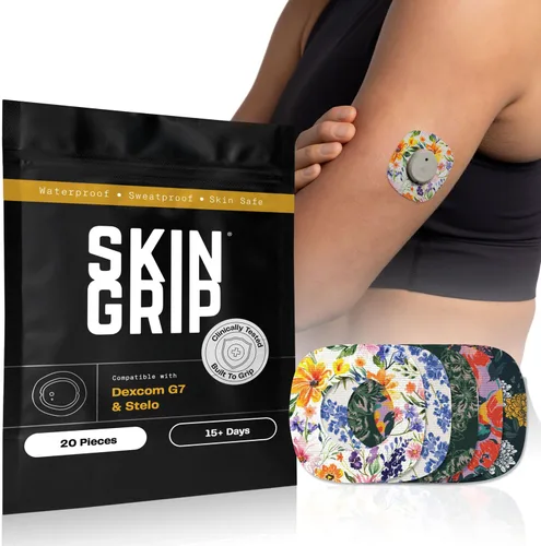 Vista 15 de Skin Grip Parches adhesivos para Dexcom G7 y Stelo CGM con recorte, cubierta impermeable y resistente al sudor para sensor continuo de monitor