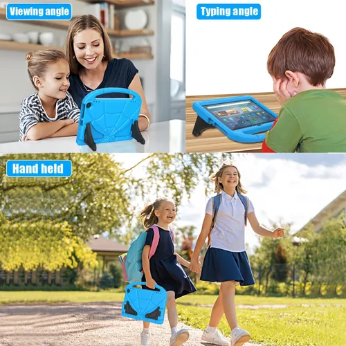 Vista 5 de Funda para tablet Amazon Fire Max 11 para niños (13ª generación, versión 2023), ligera, a prueba de golpes, con asa y soporte para tablet Kindle Azul