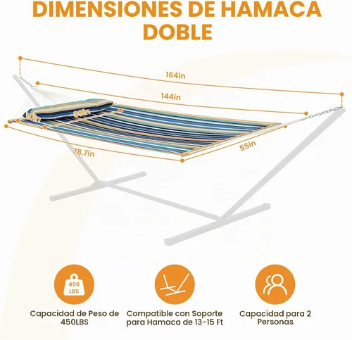 Vista 3 de Lazy Daze - Hamaca acolchada doble con mosquetones y almohada suave