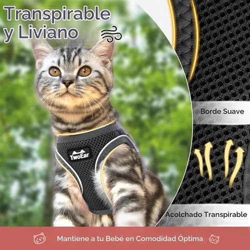 Vista 3 de Twoear Juego de arnés y correa para gatos, arnés extra pequeño para gatitos Negro