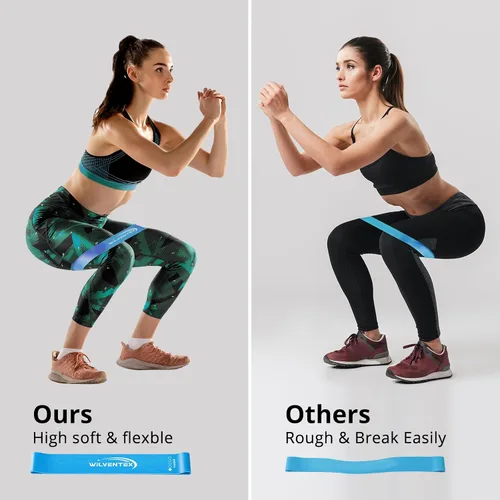 Vista 4 de Bandas de resistencia, juego de bucles de látex natural, 5 niveles de resistencia diferentes [10 libras a 115 libras] para entrenamiento, gimnasio