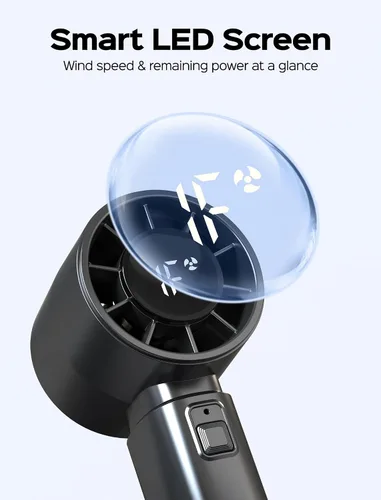 Vista 6 de Ventilador de mano portátil: refrigeración de alta velocidad, mini ventilador recargable por USB con batería de 4000 mAh, 12 horas de duración