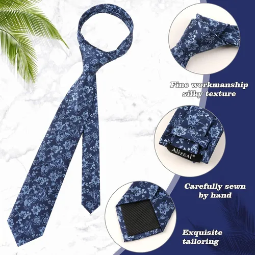 Vista 162 de Alizeal Mens 3.15inches Leaf Flower Pattern Tie with Floral Pocket Square Set