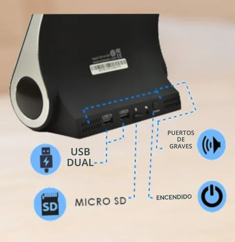 Vista 6 de Cargador inalámbrico de carga rápida, altavoces Bluetooth premium, estación de acoplamiento con micrófono integrado, llamada manos libres, estación