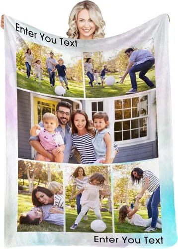 Vista 29 de Manta personalizada con fotos, texto, fotos personalizadas, mantas para adultos y niños, cumpleaños familiar, 1 foto, 50 x 40 pulgadas