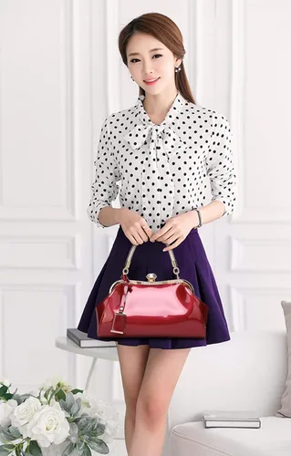 Vista 2 de Bolsos de noche para mujer, de cuero brillante, bolso de mano, mini bolso cruzado de hombro, bolsos vintage para fiesta nupcial