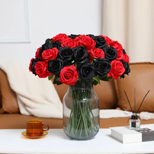 Vista 7 de Tifuly Rosas artificiales – 12 piezas de rosas artificiales realistas de tallo largo, rosas de seda estilo Mashup para ramos de bricolaje, centros