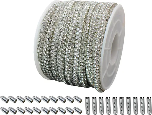 Vista 6 de Cuerda de purpurina con strass de 6 yardas, 0.17" de ancho, cordones brillantes para zapatos, ideal para hacer joyería DIY