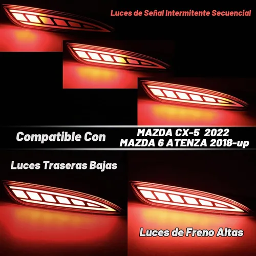 Vista 3 de Conjunto de Luz Antiniebla LED de Lente Roja para Parachoques Trasero Compatible con Mazda 6 2018-2021 cx5 cx-5 2022 Funciona como Lámpara