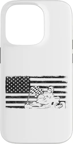 Vista 17 de iPhone 16 Go Kart Racing American Flag Vintage Case