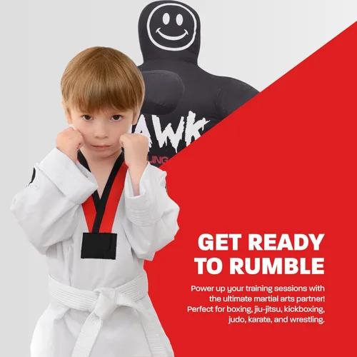 Vista 2 de Hawk Sports Maniquí de lucha para niños para fitness y entrenamiento, postura, golpe y lanzamiento de maniquí de lucha para niños, 3 pies