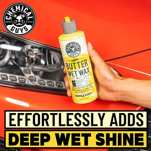 Vista 2 de Chemical Guys WAC_201_16 - Cera en crema líquida Butter Wet Wax para automóvil, 16 onzas, aroma de plátano MIC_506_03 de grado profesional, toallas