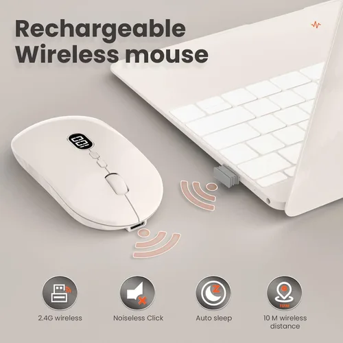 Vista 6 de MAGIC-REFINER X1 - Mouse inalámbrico para computadora portátil con nivel de batería visible, mouse USB ultra delgado portátil de 2.4G, clic