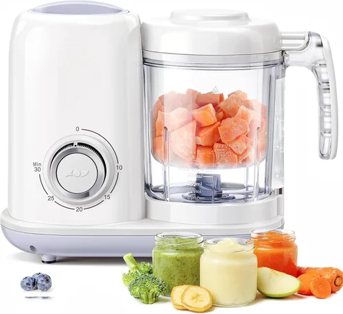 Vista 8 de AMZBABYCHEF Fabricante de Alimentos para Bebés, Procesador de Alimentos para Bebés y Vaporizador 4 en 1, Mezclador de Puré, Fabricante de Puré