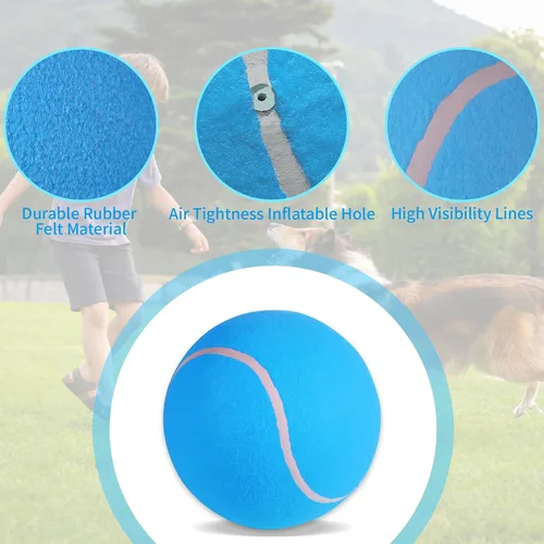 Vista 3 de susu & wuwu Pelota de tenis gigante para perros, pelota de tenis grande amarilla para perro, regalo de cumpleaños, pelotas de juguete para mascotas