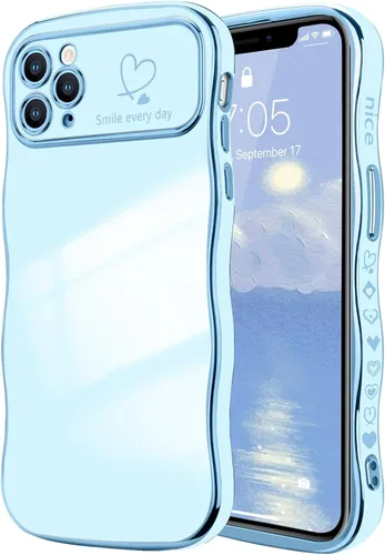 Vista 22 de LCHULLE Funda para iPhone 12 Pro para mujeres y niñas, lindo marco ondulado con forma rizada con patrón de corazón de amor, cubierta de protección