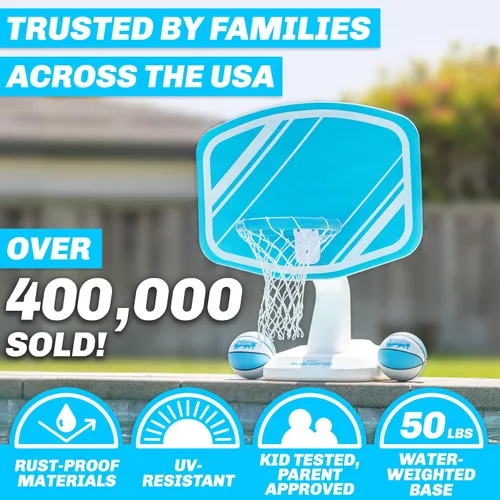 Vista 3 de GoSports Splash Hoop PRO - Elige tu color - Juego de baloncesto para piscina; incluye una canasta de baloncesto para agua para colocar junto a