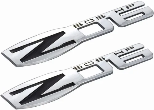 Vista 4 de Aimoll 3 emblemas de Chevy Corvette C6 Z06, insignias 3D de 505 CV de repuesto para Chevrolet Corvette C6 2006-2013 (negro cromado)
