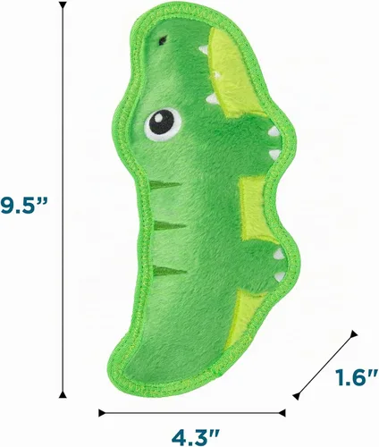 Vista 6 de Outward Hound Tough Skinz - Juguete para perro, felpa duradera con forro 2X, sin relleno, chirriador jumbo, cocodrilo, 9.5 pulgadas Lagarto Verde